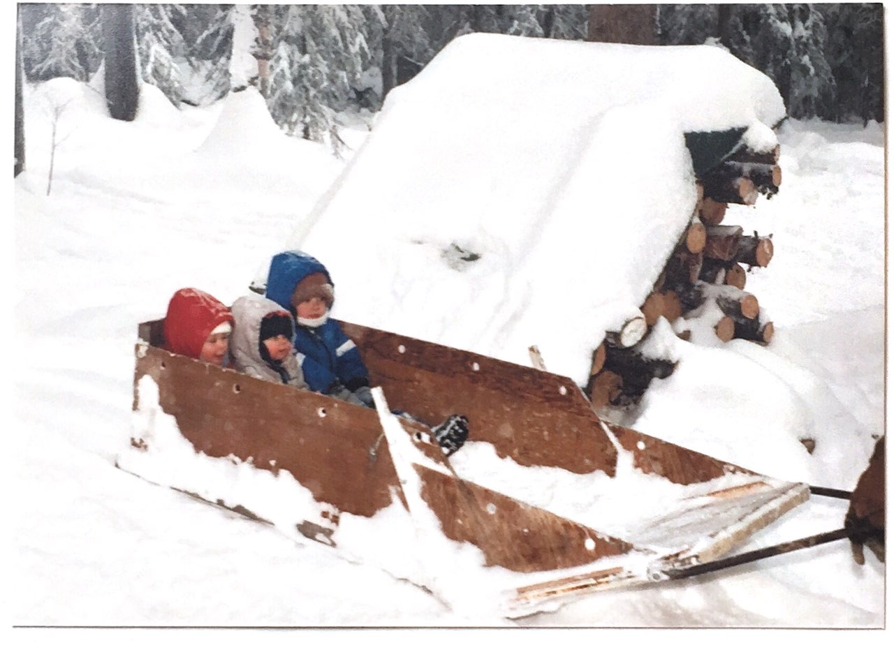 A wood sled was built